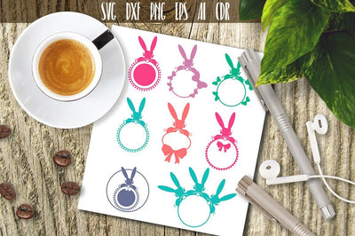 Rabbits Monograms SVG, Easter monogram SVG VectorSVGdesign 