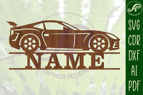 Race car name sign svg laser cut template SVG APInspireddesigns 