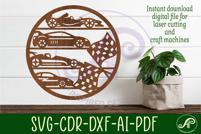 Race car wall art sign, SVG file. vector file SVG APInspireddesigns 