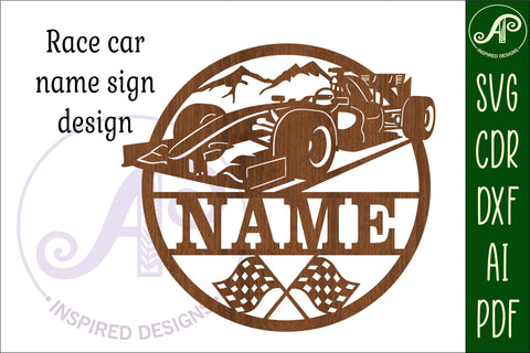 Race cars name sign svg laser cut template SVG APInspireddesigns 