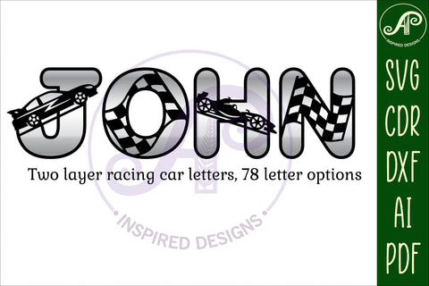 Racing car alphabet set. 2 layer 78 letters in total SVG APInspireddesigns 