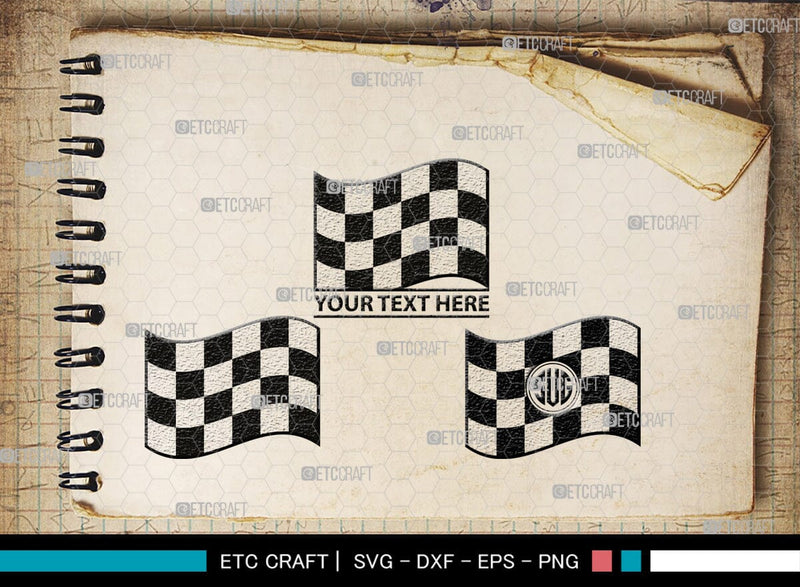 Racing Flag Monogram, Racing Flag Silhouette, Racing Flag SVG, Racing ...
