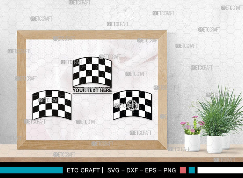 Racing Flag Monogram, Racing Flag Silhouette, Racing Flag SVG, Racing ...