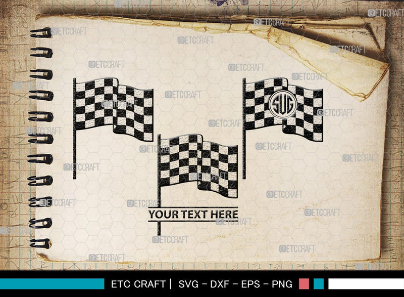 Racing Flag Monogram, Racing Flag Silhouette, Racing Flag SVG, Racing ...