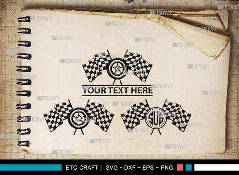 Racing Flag Monogram, Racing Flag Silhouette, Racing Flag SVG, Racing Svg, Start Flag Svg, Finish Flag Svg, Race Flag Svg, SB00445 SVG ETC Craft 