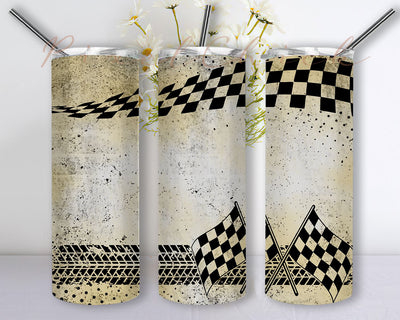 Racing Race Brown Splatter Checkered Tumbler PNG 20 oz Skinny Tumbler Sublimation Design Sublimation PixelChick 