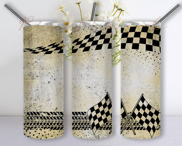 Racing Race Brown Splatter Checkered Tumbler PNG 20 oz Skinny Tumbler Sublimation Design Sublimation PixelChick 