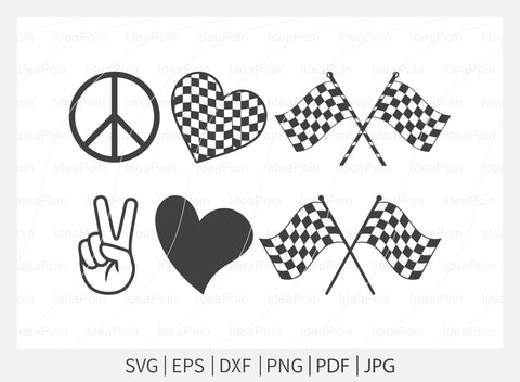 Racing Svg File, Racing Flags Svg, Racing heartbeat Svg, Peace Love Racing, Racing trophy SVG, Checkered Numbers SVG, Racing Cut File SVG Dinvect 