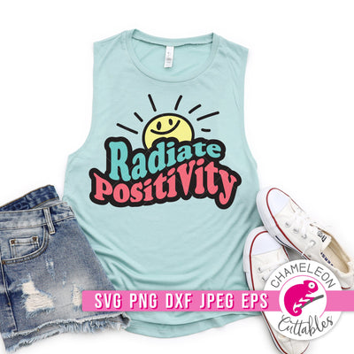 Radiate Positivity retro Sun svg png dxf eps jpeg SVG Chameleon Cuttables 