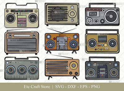 Radio Boombox Clipart SVG Cut File | Radio Svg | Boombox Svg | Cassette Tape Player Svg | Bundle SVG ETC Craft 