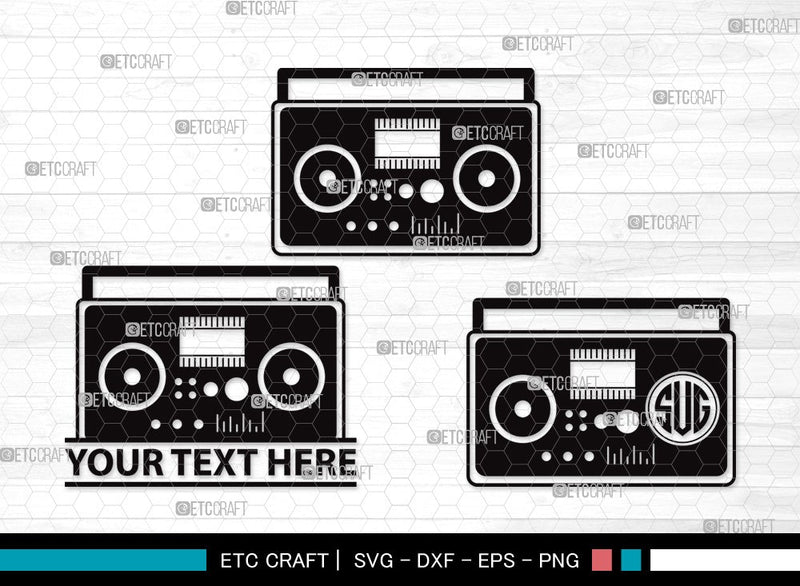 Radio Boombox Monogram SVG | Radio Svg | Boombox Svg | Cassette Tape ...