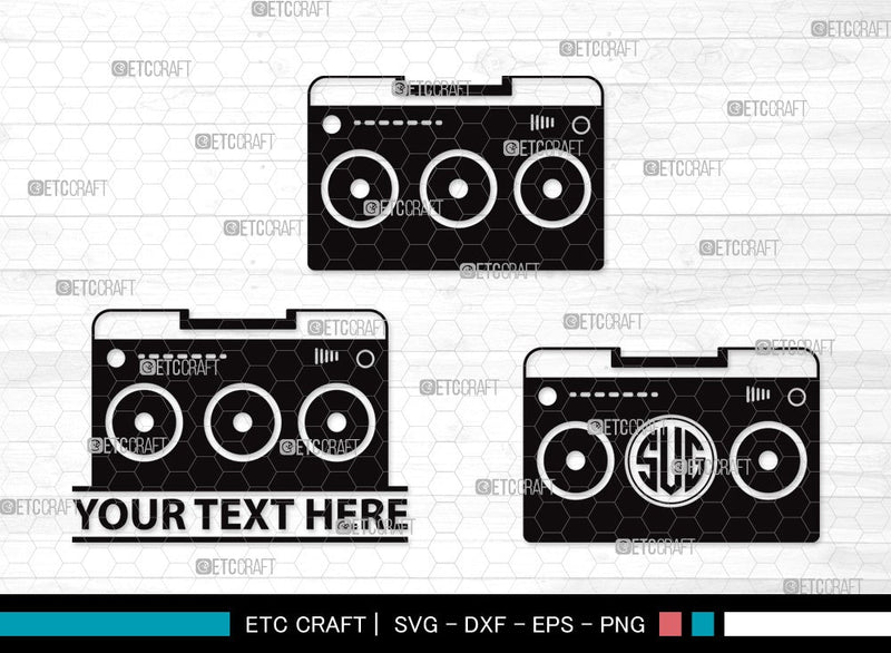 Radio Boombox Monogram SVG | Radio Svg | Boombox Svg | Cassette Tape ...