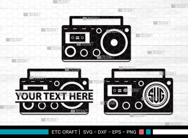 Radio Boombox Monogram SVG | Radio Svg | Boombox Svg | Cassette Tape Player Svg | Radio Boombox Clipart SVG ETC Craft 