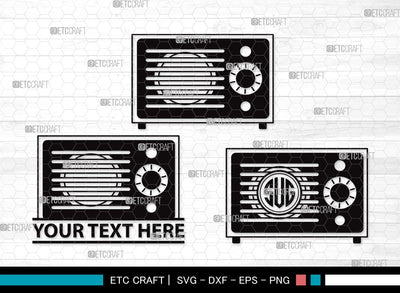 Radio Boombox Monogram SVG | Radio Svg | Boombox Svg | Cassette Tape Player Svg | Radio Boombox Clipart SVG ETC Craft 