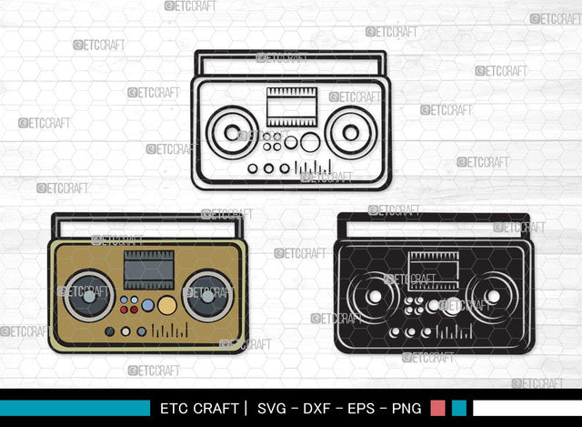 Radio Boombox SVG | Radio Svg | Boombox Svg | Cassette Tape Player Svg | Radio Boombox Clipart SVG ETC Craft 