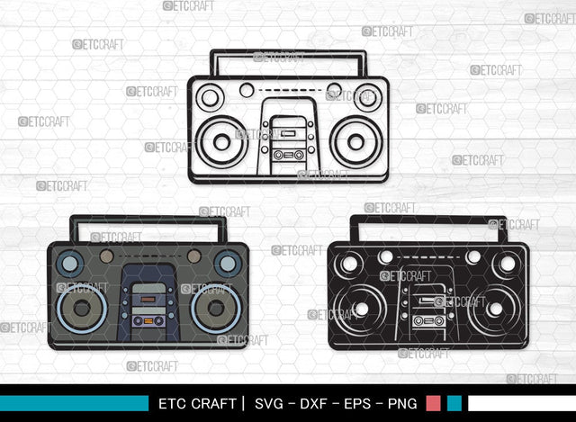 Radio Boombox SVG | Radio Svg | Boombox Svg | Cassette Tape Player Svg | Radio Boombox Clipart SVG ETC Craft 