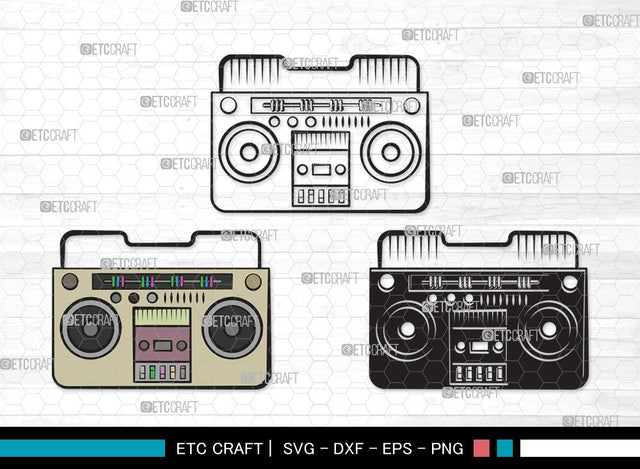 Radio Boombox SVG | Radio Svg | Boombox Svg | Cassette Tape Player Svg | Radio Boombox Clipart SVG ETC Craft 