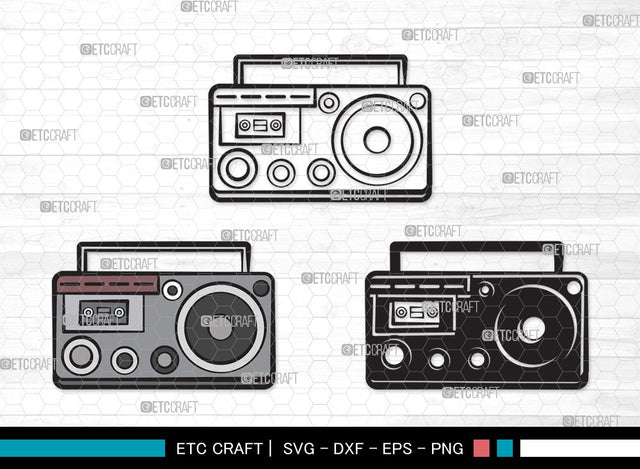 Radio Boombox SVG | Radio Svg | Boombox Svg | Cassette Tape Player Svg | Radio Boombox Clipart SVG ETC Craft 