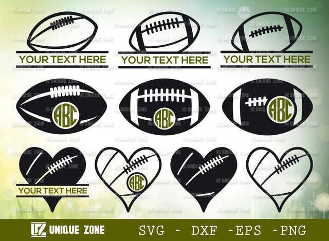 Ragby Ball Monogram SVG Cut Files | Split Monogram | Circle Monogram SVG Unique Zone 