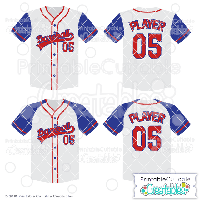 Raglan Baseball Jersey Set SVG Printable Cuttable Creatables