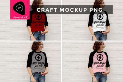 Raglan Tee with Teen Model Craft PNG Mockup Mock Up Photo Risa Rocks It 