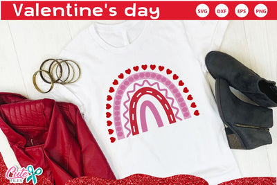 Raimbow with hearts for valentines day SVG SVG Cute files 