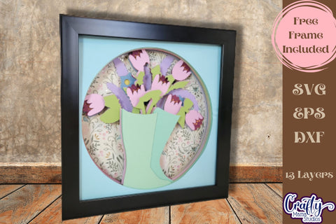 Rain Boots Floral Svg Shadow Box, 3D Spring Flowers SVG File SVG Crafty Mama Studios 