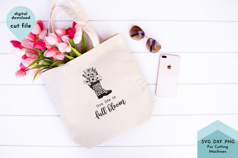 Rainboot with Flowers Leopard Print - Live Life in Full Bloom SVG Cut File SVG Lettershapes 