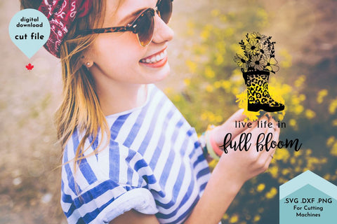 Rainboot with Flowers Leopard Print - Live Life in Full Bloom SVG Cut File SVG Lettershapes 