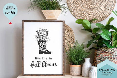 Rainboot with Flowers Leopard Print - Live Life in Full Bloom SVG Cut File SVG Lettershapes 