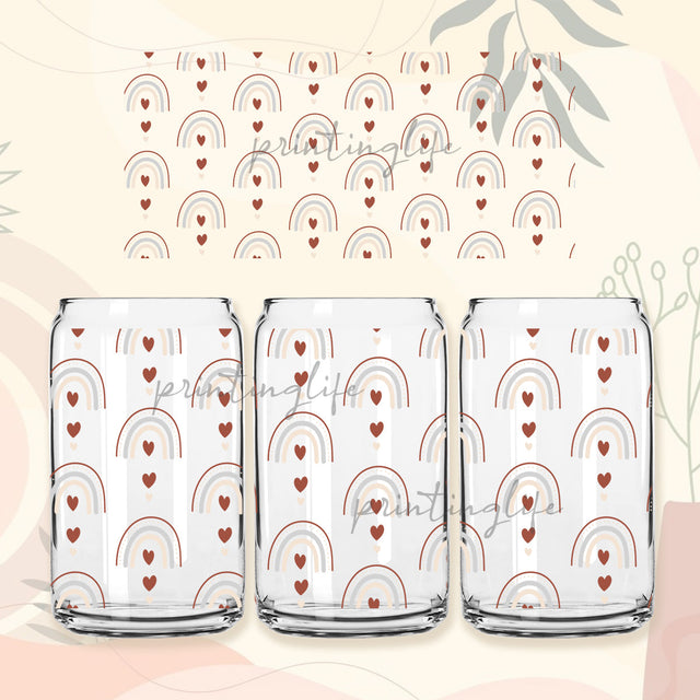 Rainbow 16oz Libbey Glass can Sublimation Design Template, Boho Rainbow 16oz Glass Can beer glass can Sublimation PrintingLife 