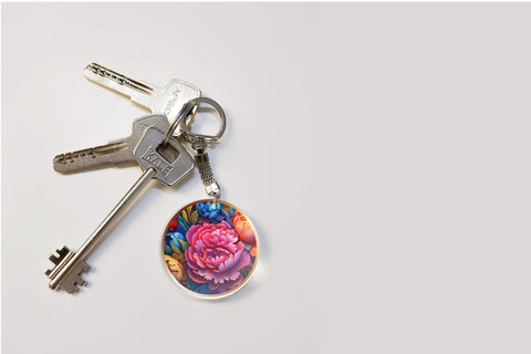Rainbow 3D Flowers Keychain Sublimation Bundle Sublimation OrangeBrushStudio 