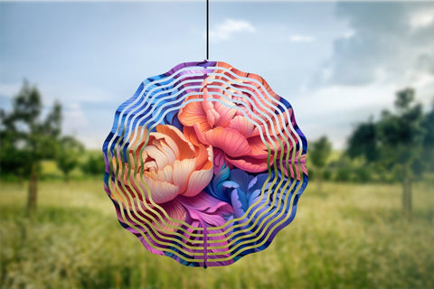 Rainbow 3D Flowers Wind Spinner Sublimation Bundle Sublimation OrangeBrushStudio 
