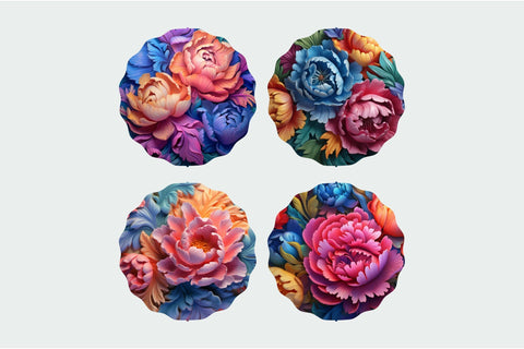 Rainbow 3D Flowers Wind Spinner Sublimation Bundle Sublimation OrangeBrushStudio 