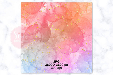 Rainbow Alcohol Ink Glitter Backgrounds Digital Papers Digital Pattern SineDigitalDesign 