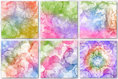 Rainbow Alcohol Ink Glitter Backgrounds Digital Papers Digital Pattern SineDigitalDesign 