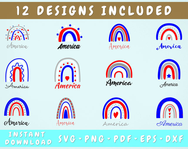Rainbow America SVG - 12 Designs SVG HappyDesignStudio 