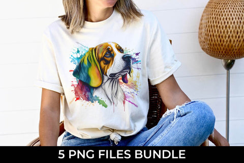 Rainbow Beagle Dog Watercolor Bundle Free For Commercial Use Sublimation Sintegra 