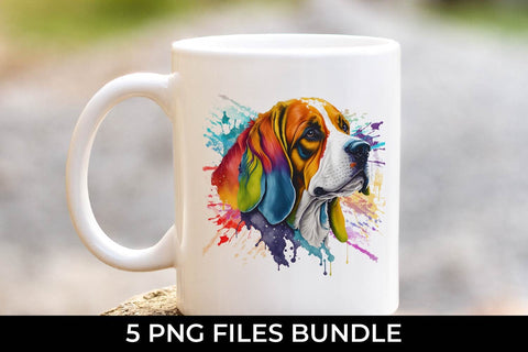 Rainbow Beagle Dog Watercolor Bundle Free For Commercial Use Sublimation Sintegra 