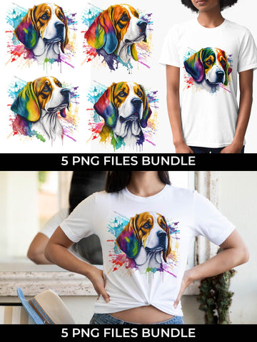 Rainbow Beagle Dog Watercolor Bundle Free For Commercial Use Sublimation Sintegra 