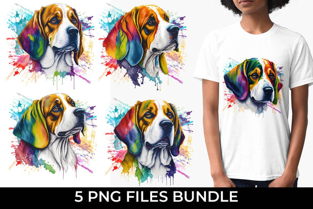Rainbow Beagle Dog Watercolor Bundle Free For Commercial Use Sublimation Sintegra 
