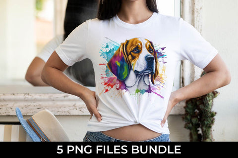 Rainbow Beagle Dog Watercolor Bundle Free For Commercial Use Sublimation Sintegra 