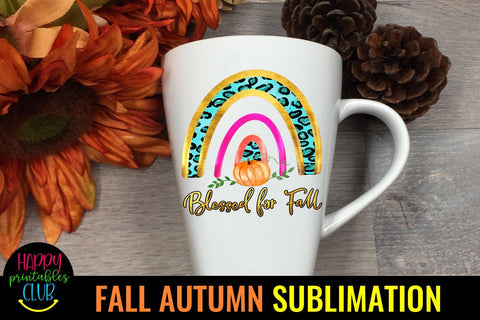 Rainbow Blessed for Fall- Fall Autumn Sublimation Design PNG Sublimation Happy Printables Club 