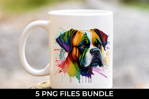 Rainbow Boxer Dog Watercolor Bundle Free For Commercial Use Sublimation Sintegra 