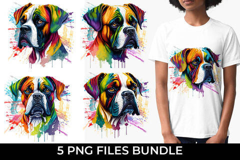Rainbow Boxer Dog Watercolor Bundle Free For Commercial Use Sublimation Sintegra 