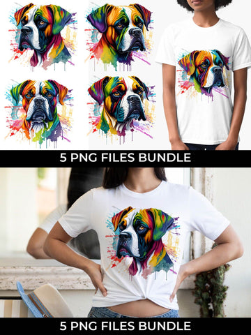 Rainbow Boxer Dog Watercolor Bundle Free For Commercial Use Sublimation Sintegra 