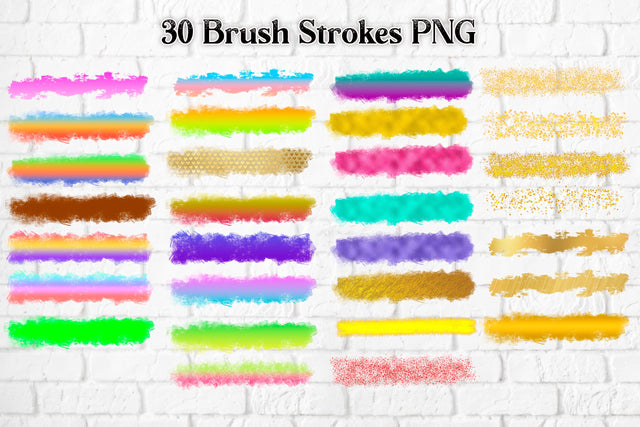 Rainbow brush stroke | Brush strokes sublimation bundle Sublimation Svetana Studio 