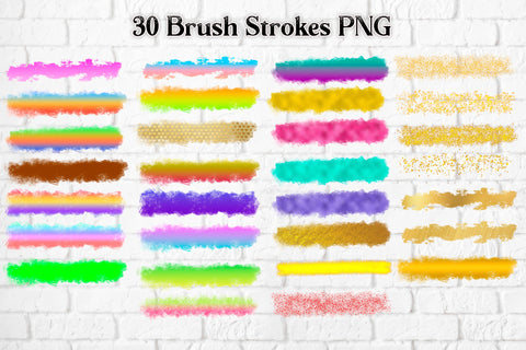 Rainbow brush stroke | Brush strokes sublimation bundle Sublimation Svetana Studio 