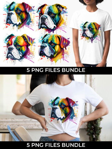 Rainbow Bulldog Dog Watercolor Bundle Free For Commercial Use Sublimation Sintegra 