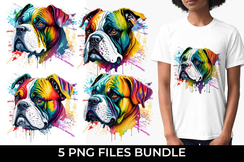 Rainbow Bulldog Dog Watercolor Bundle Free For Commercial Use Sublimation Sintegra 